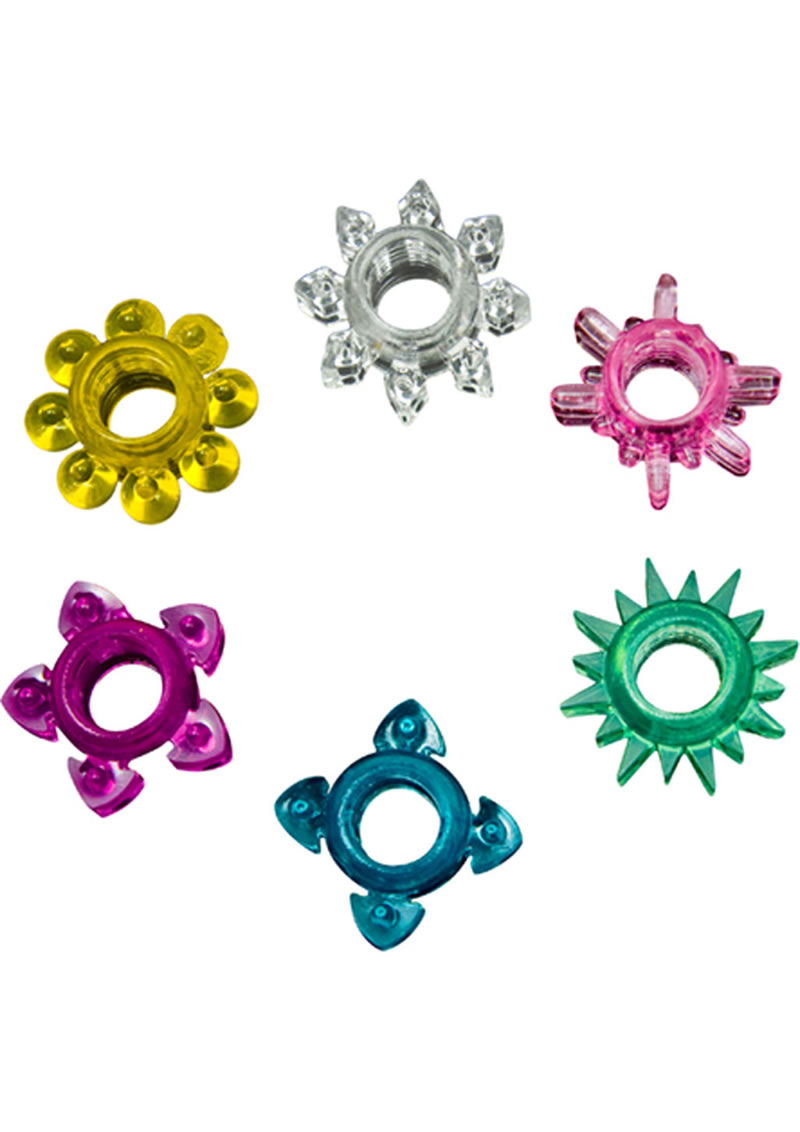 Tower Of Power Cock Rings (6 Piece Kit) - Multiple Colors