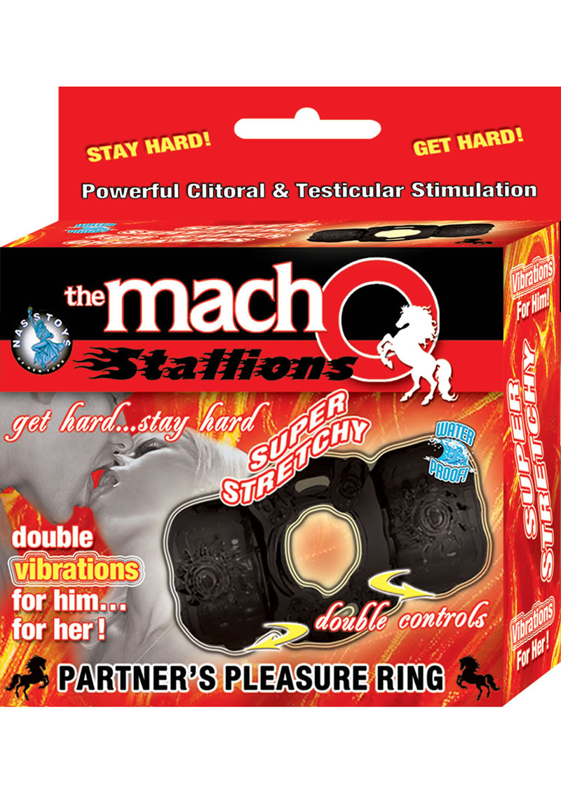 The Macho Stallions Partners Pleasure Vibrating Cock Ring Black