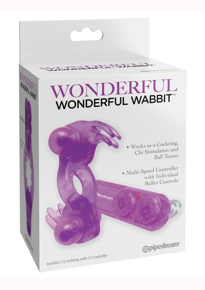 Wonderful Wonderful Wabbit Cock Ring With Dual Vibrating Bullets And Remote Control - Purple