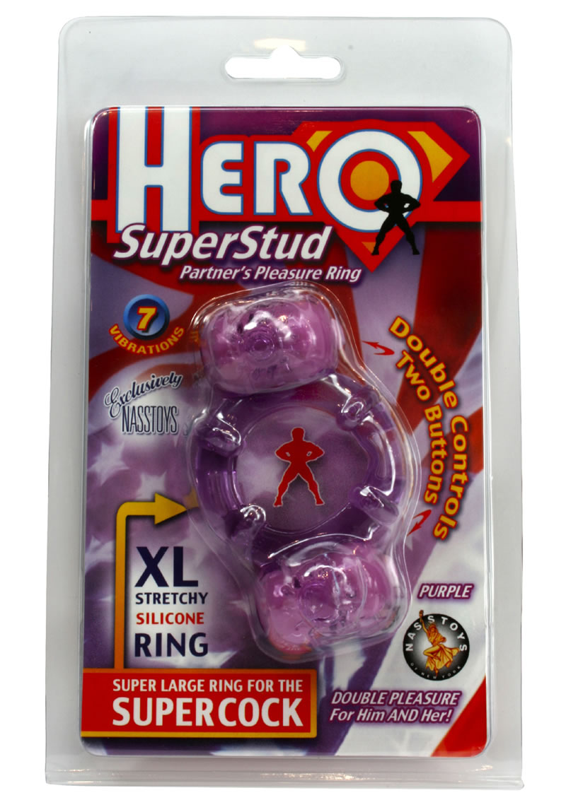 Hero Super Stud Partners Pleasure Silicone Cock Ring XL - Purple