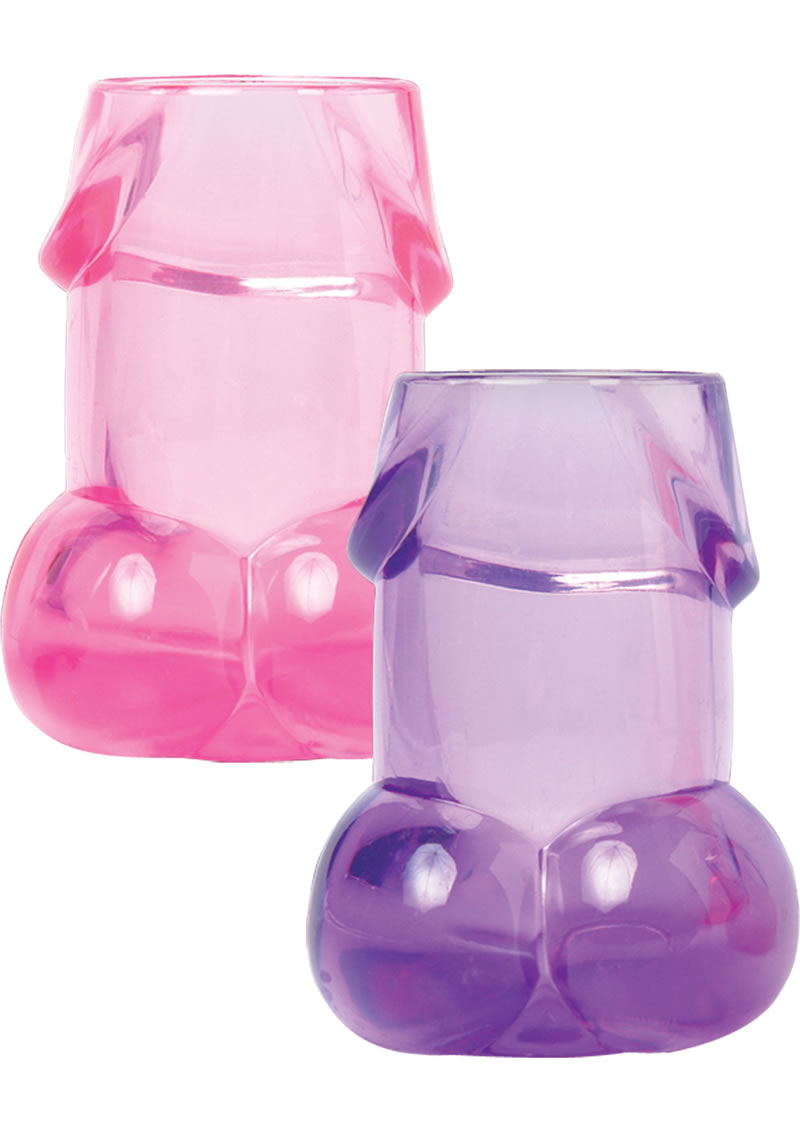 Bachelorette Party Favors Pecker Shot Glasses (6 per Set) - Pink/Purple