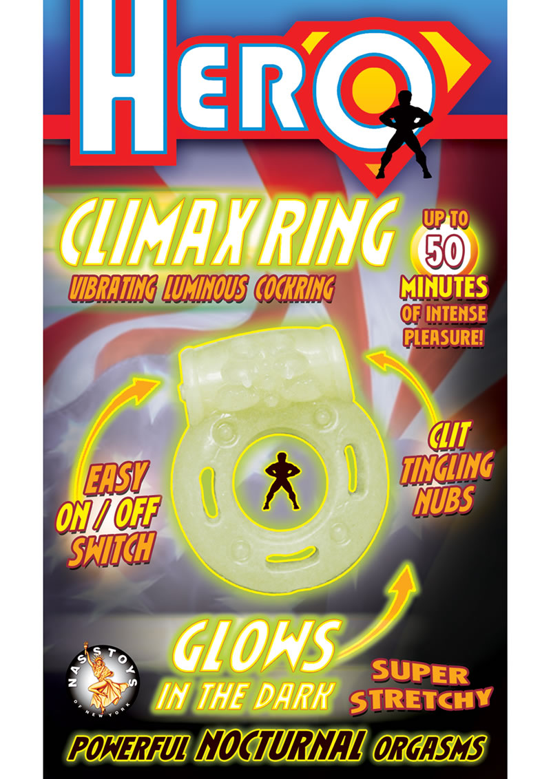 Hero Climax Vibrating Luminous Cock Ring - Glow In The Dark