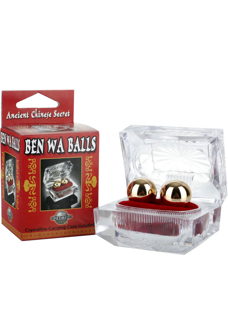 Ben Wa Balls With Crystalline Carrying Case - Gold