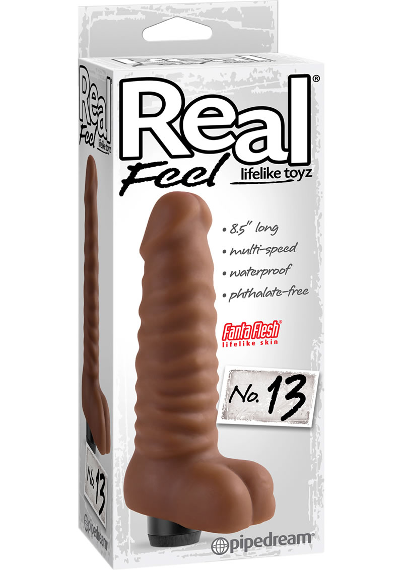 Real Feel Lifelike Toyz Number 13 Realistic Vibrator Waterproof Brown 8.5 Inch
