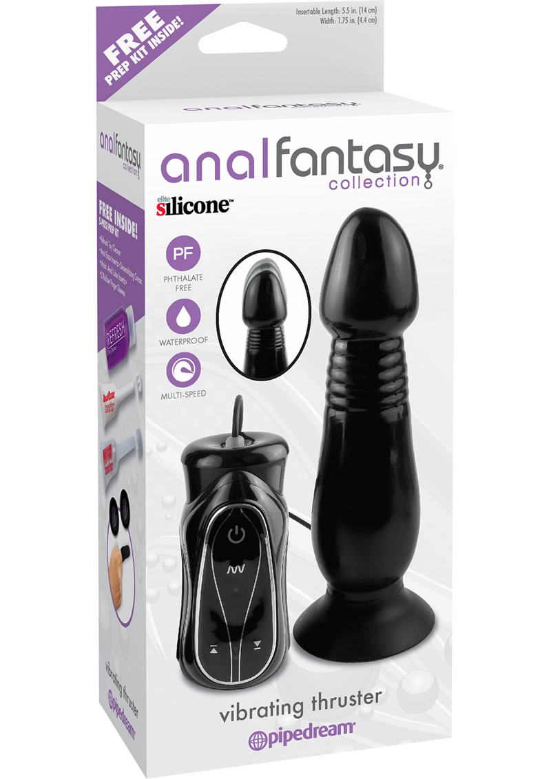 Anal Fantasy Collection Vibrating Thruster Silicone Vibe Waterproof Black 5.5 Inch