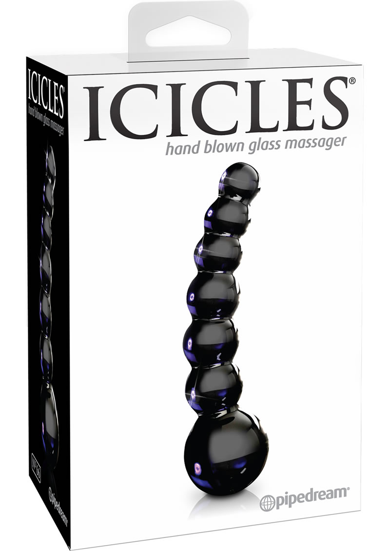 Icicles No 66 Beaded Glass Anal Probe - Black
