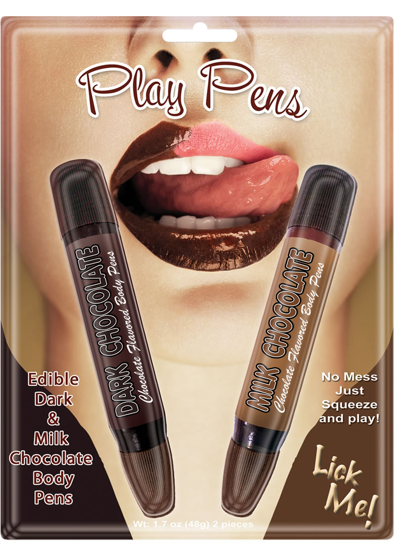 Play Pens Edible Dark and Milk Chocolate Body Pens 2 Each Per Pack