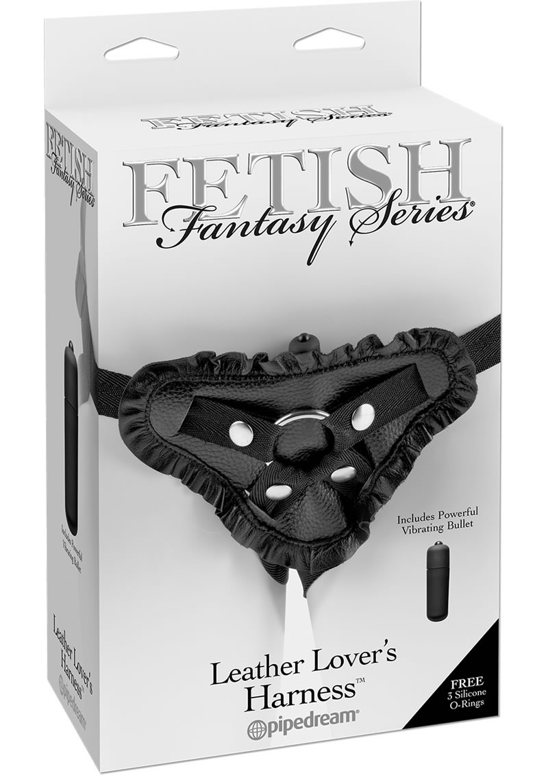 Fetish Fantasy Leather Lovers Vibrating Harness Adjustable - Black