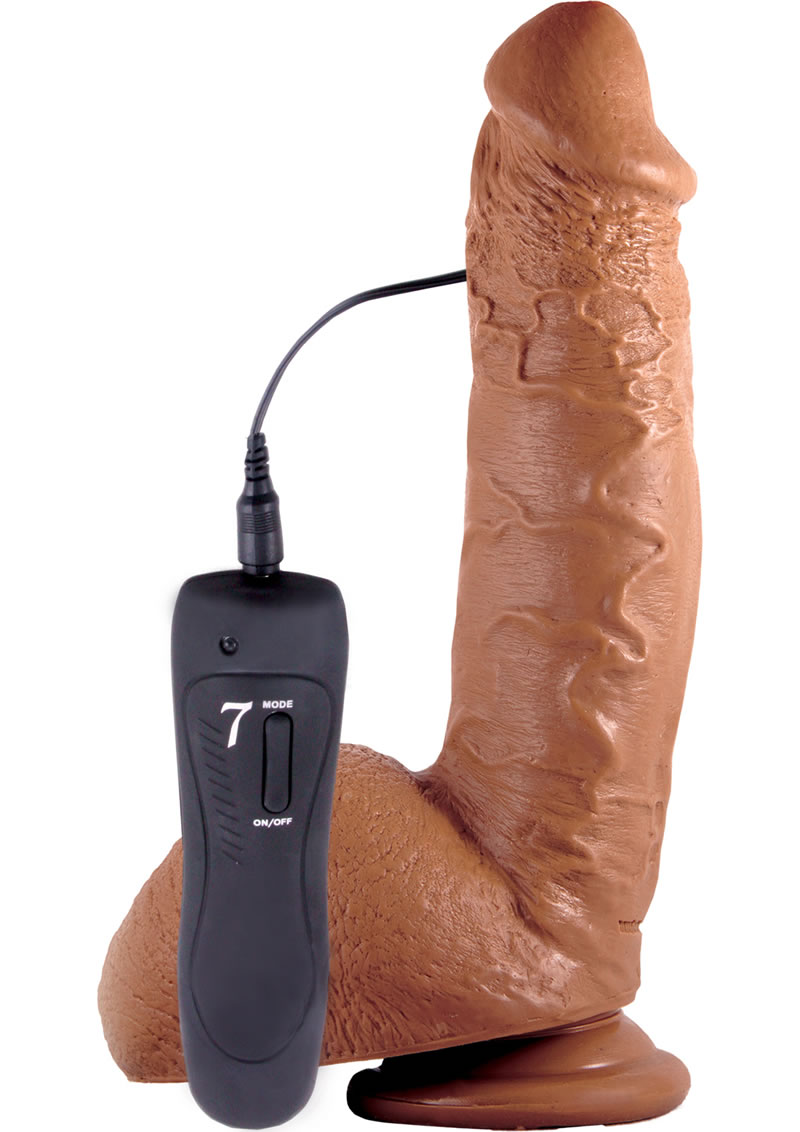 Shane Diesel Realistic Vibrating Dildo With Balls 10in And Remote Control - Chocolate