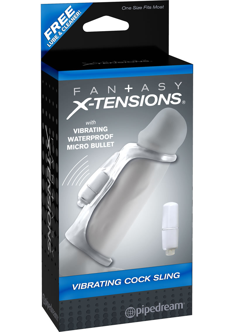 Fantasy Xtensions Vibrating Cock Sling Sleeve Waterproof Clear 5.5 Inch