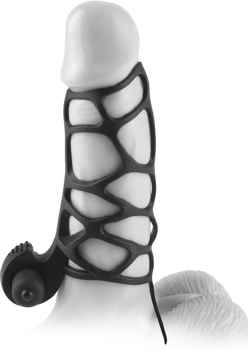 Fantasy Xtensions Silicone Extreme Power Vibrating Cock Cage Black