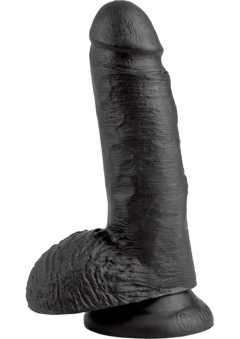 King Cock Dildo with Balls 7in - Black
