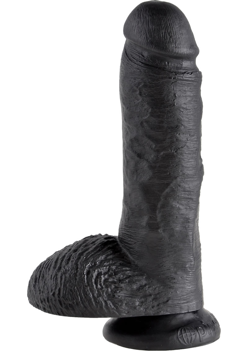 King Cock Dildo with Balls 8in - Black