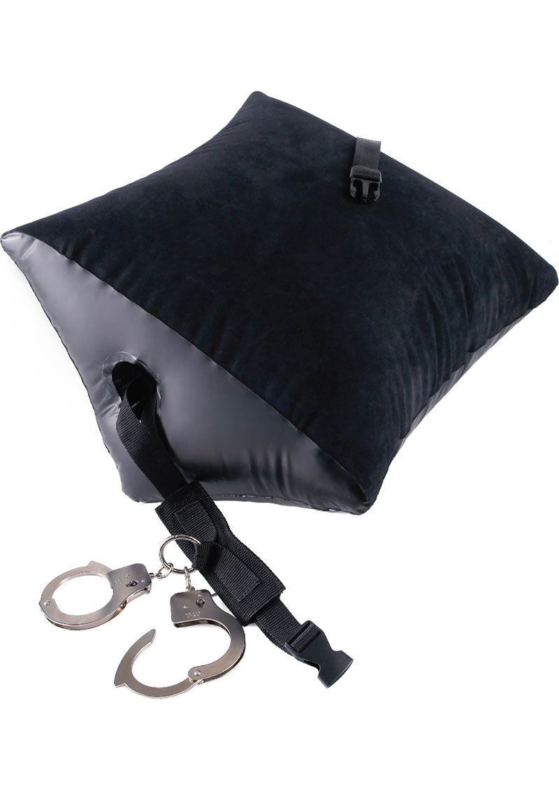 Fetish Fantasy Series Deluxe Position Master Inflatable Pillow With Cuffs - Black