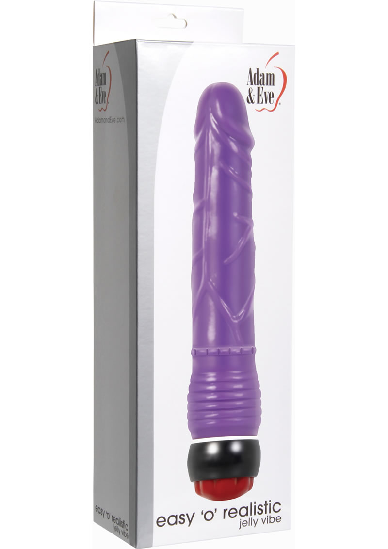 Adam and Eve Easy O Realistic Jelly Vibrating Dildo 8.5in - Purple