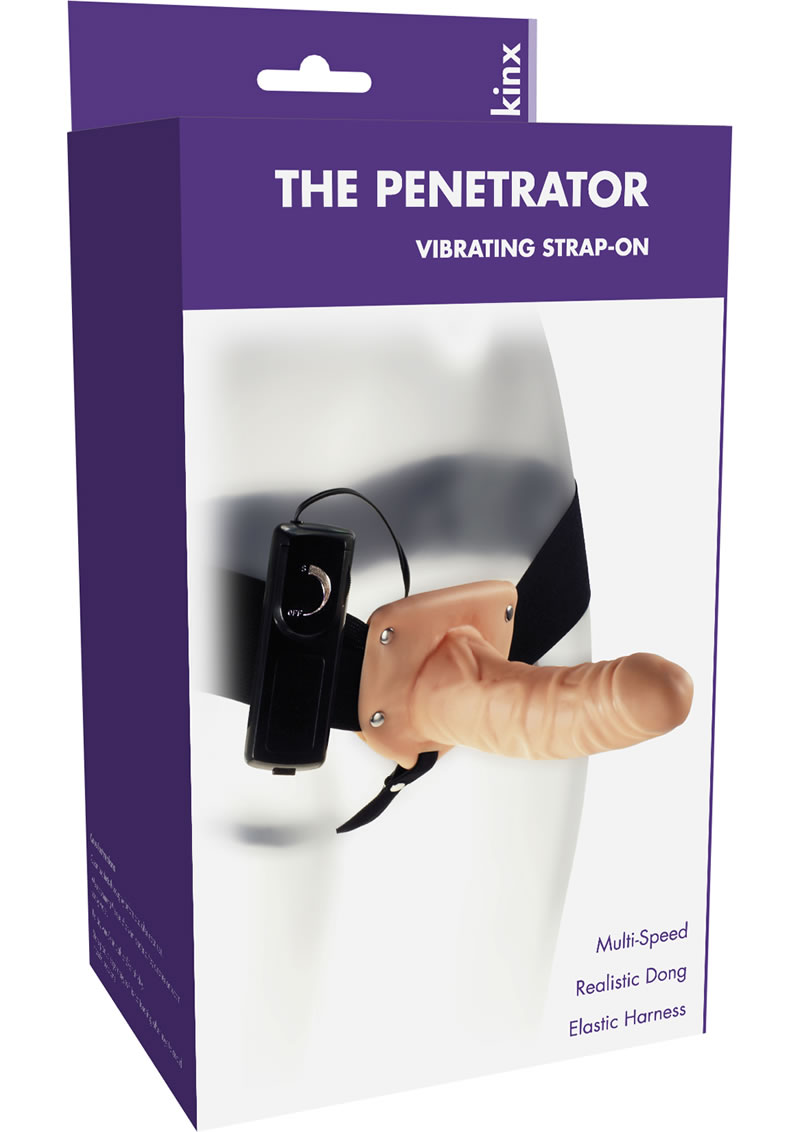 Kinx The Penetrator Vibrating Strap-on - Black/Vanilla