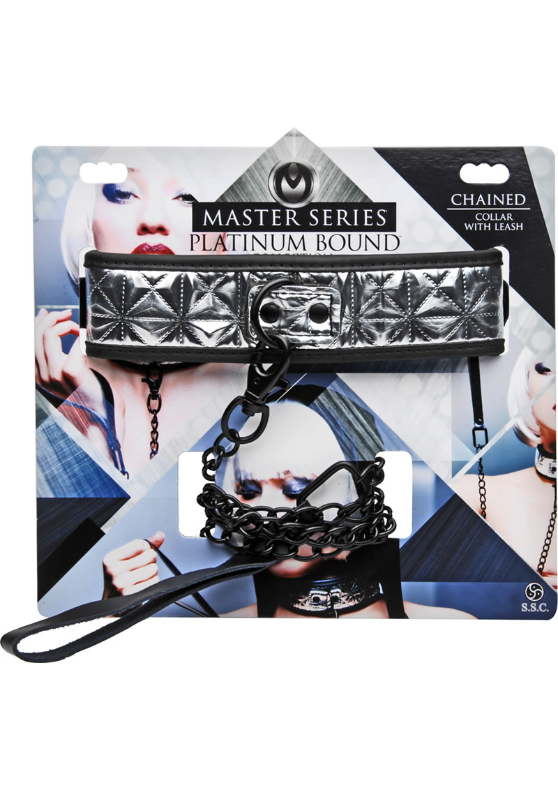 Master Series - Platinum Bound Chained Collar and Leash - Silver