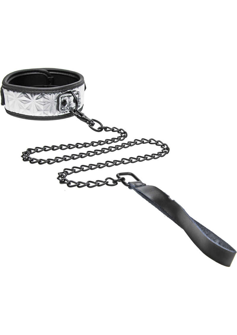 Master Series - Platinum Bound Chained Collar and Leash - Silver