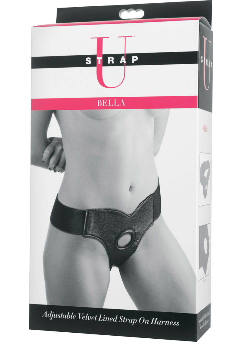 Strap U Bella Adjustable Velvet Lined Strap On Harness - Black