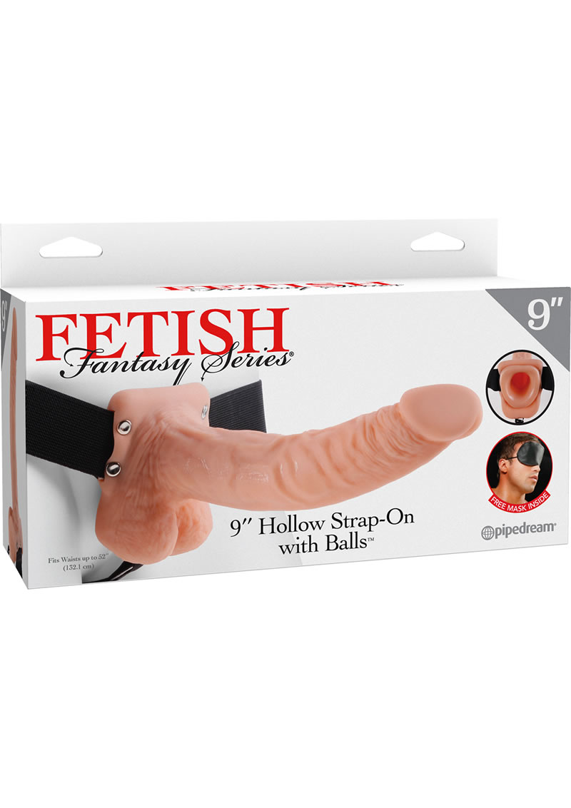 Fetish Fantasy Series Hollow Strap-On Dildo With Balls And Stretchy Harness 9in - Vanilla