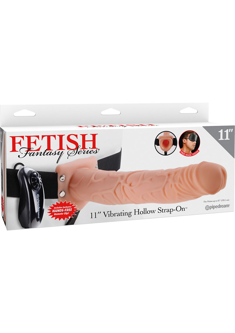Fetish Fantasy Series Vibrating Hollow Strap-On Dildo And Harness With Remote Control 11in - Vanilla