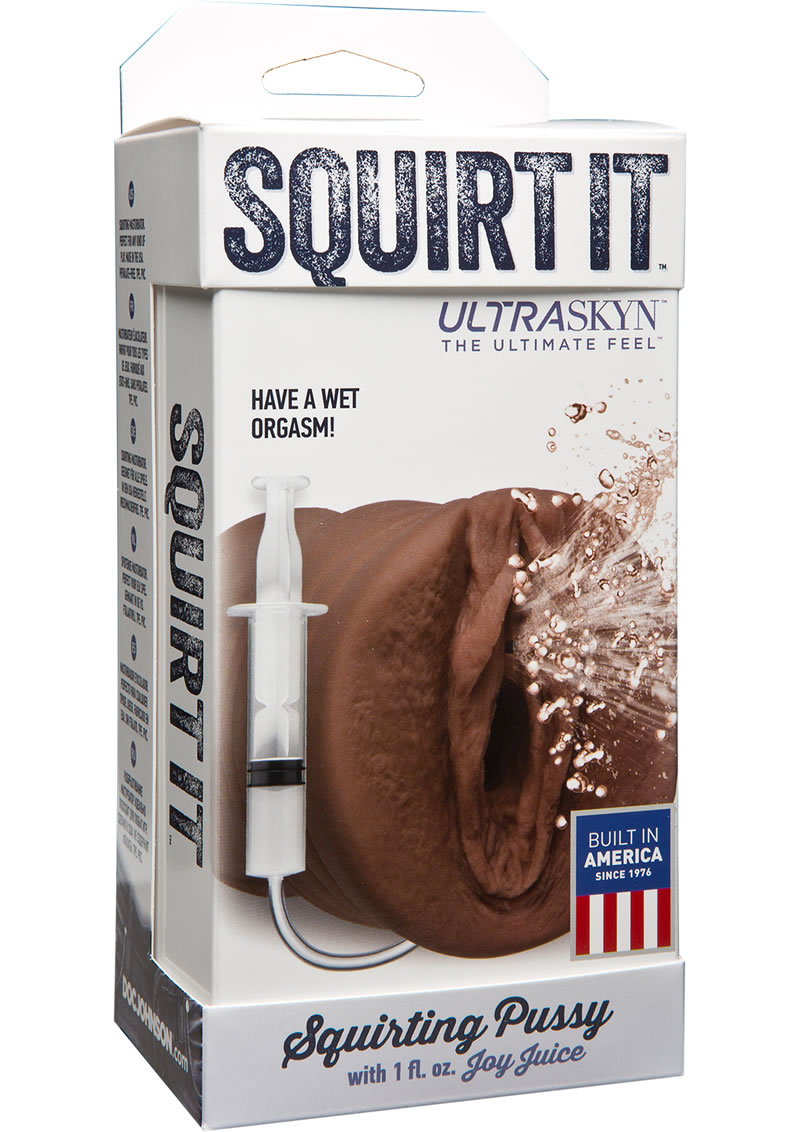 Squit It Ultraskyn Squirting Masturbator With 1oz Joy Juice - Pussy - Chocolate