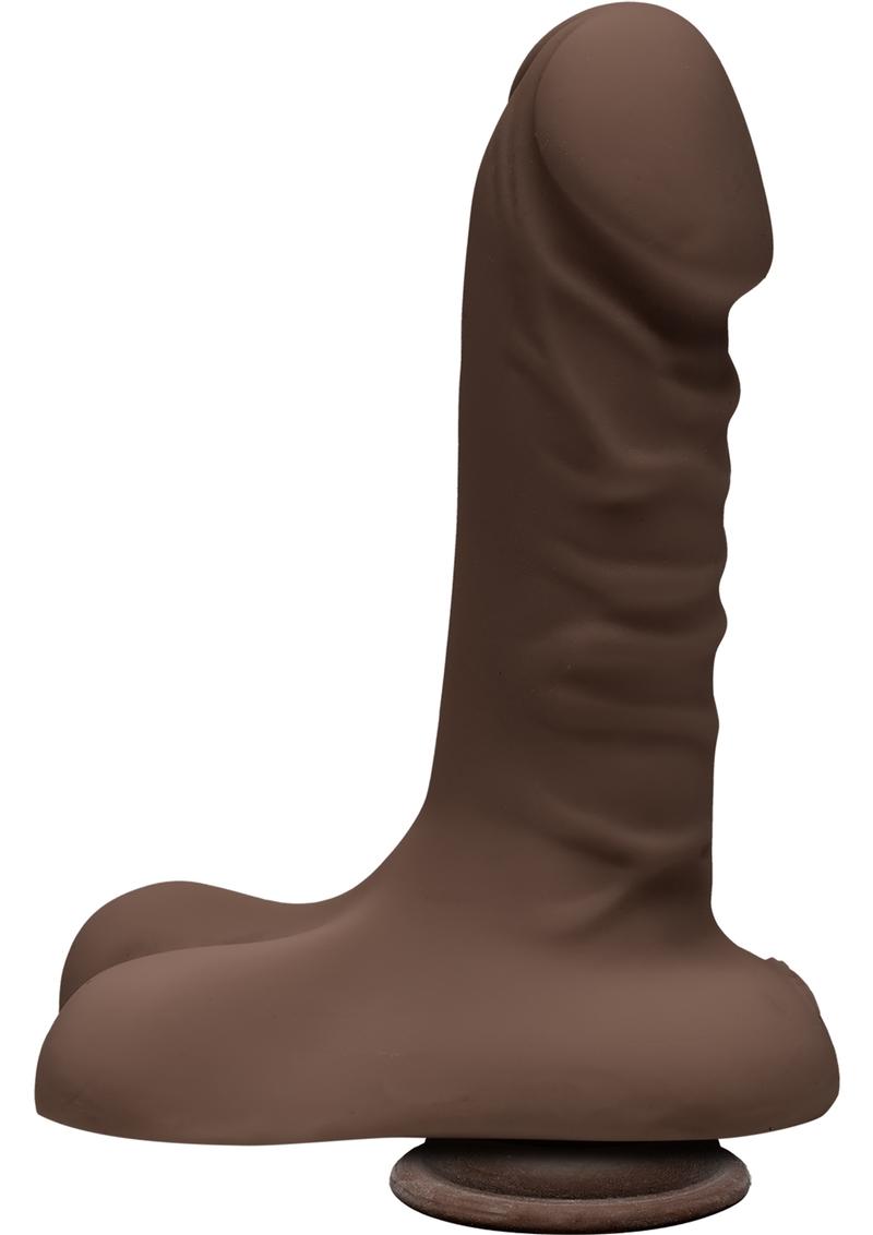 The D Super D Ultraskyn Dildo with Balls 6in - Chocolate