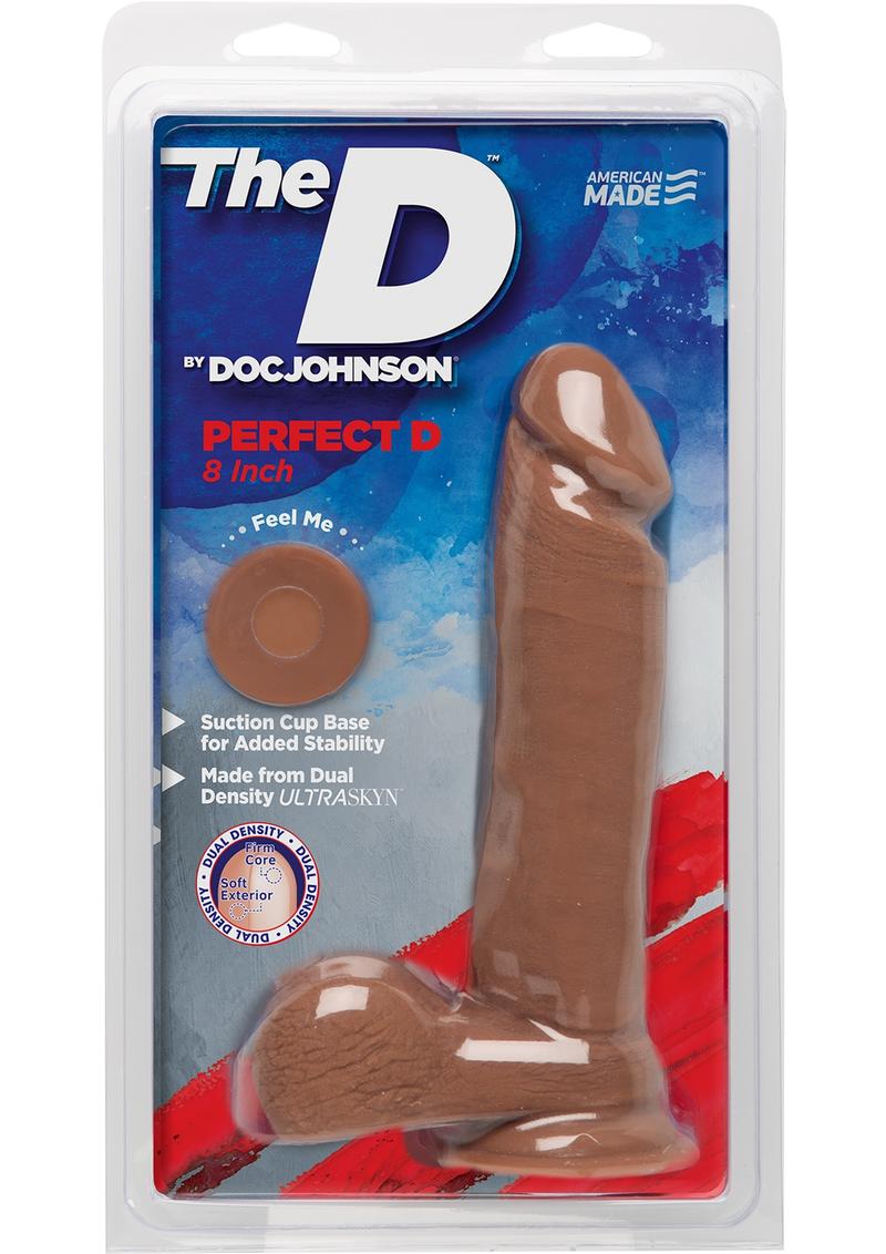 The D Perfect D Ultraskyn Dildo with Balls 8in - Caramel