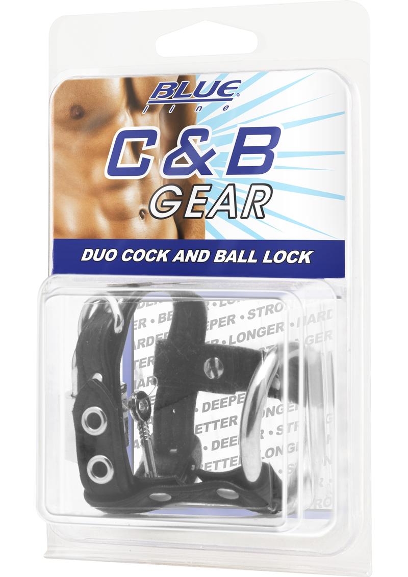 CandB Gear Duo Cock And Ball Lock Adjustable Cock Ring Black