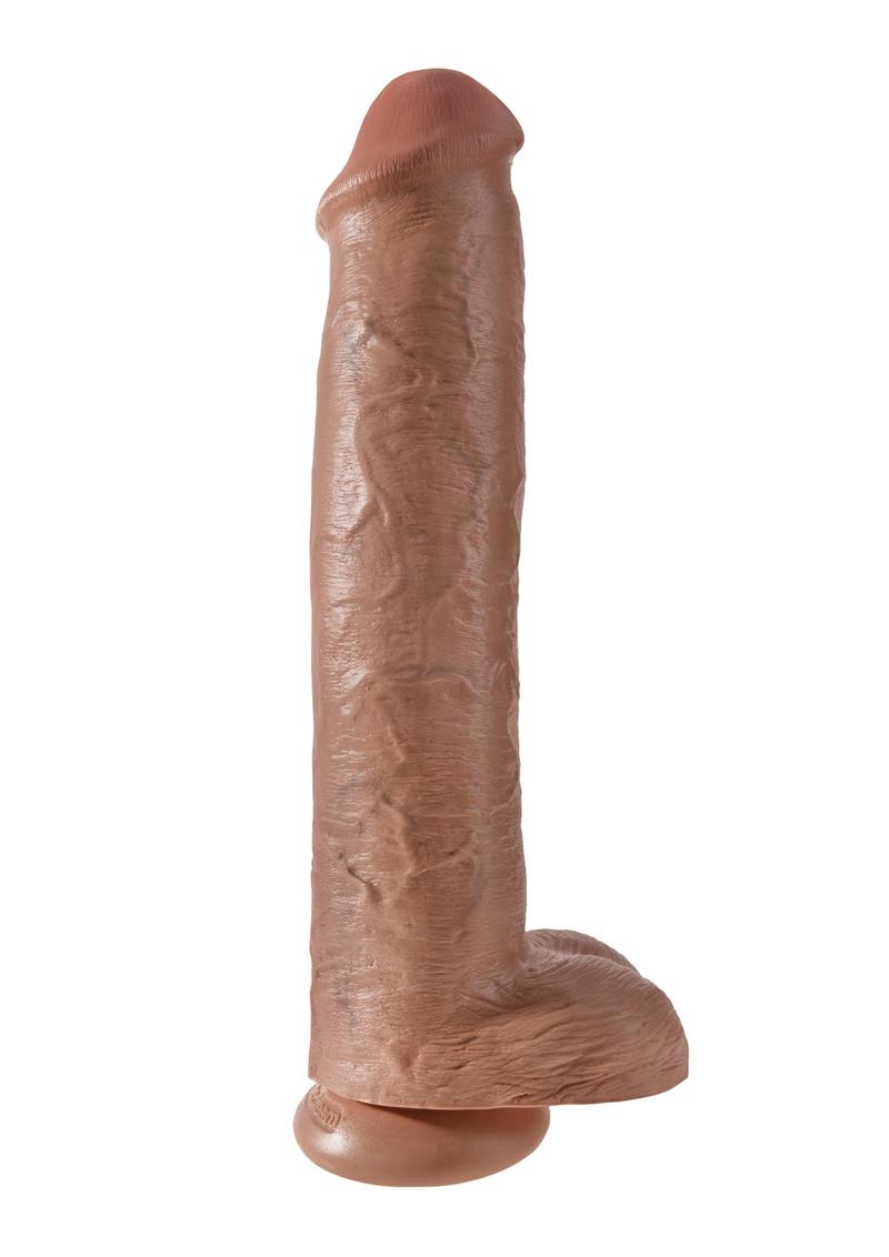 King Cock Dildo with Balls 15in - Caramel