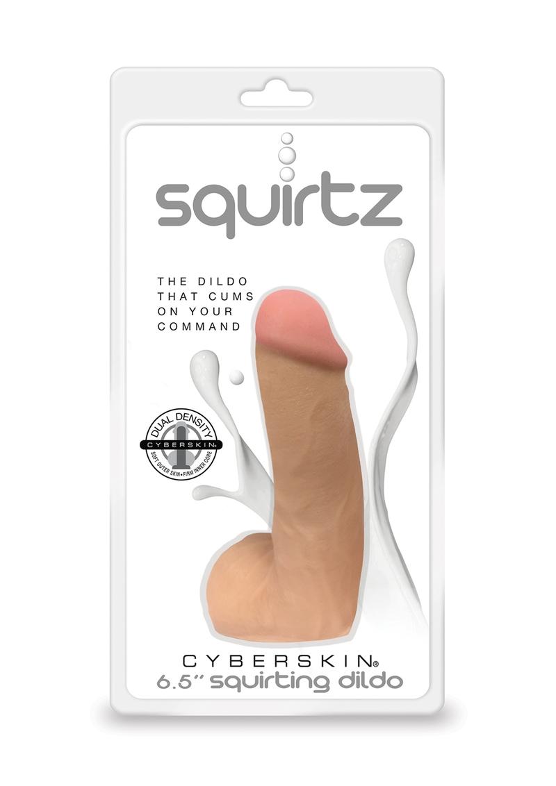 Squirtz CyberSkin Squirting Dildo With Balls Flesh 6.5 Inch