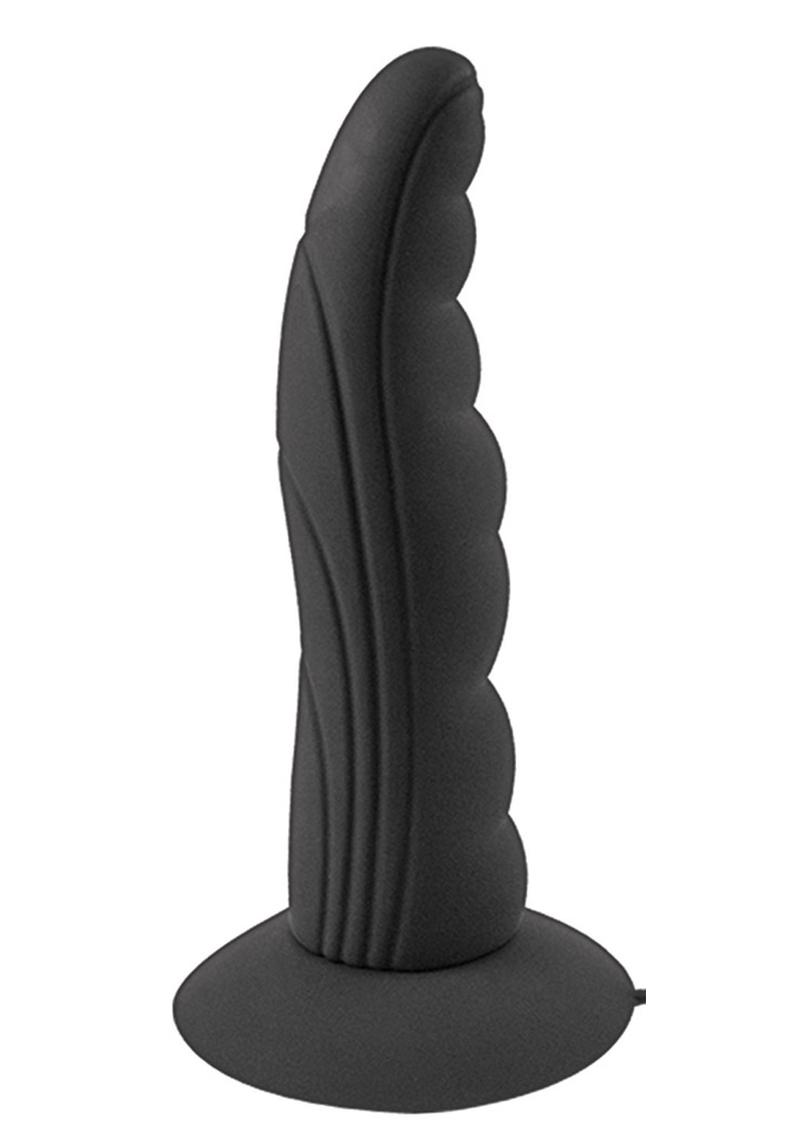 Commander Silicone Adjustable Harness With Ripple Dildo - Black