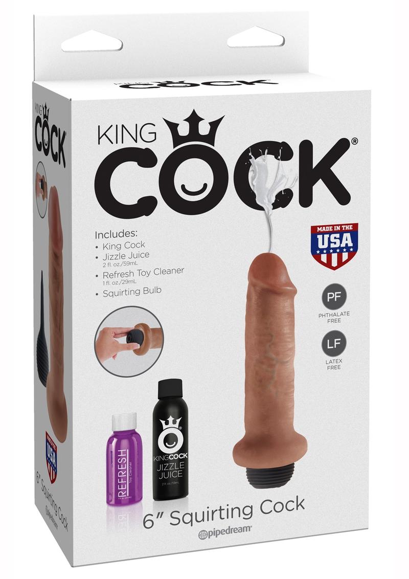 King Cock Squirting Dildo 6in - Caramel