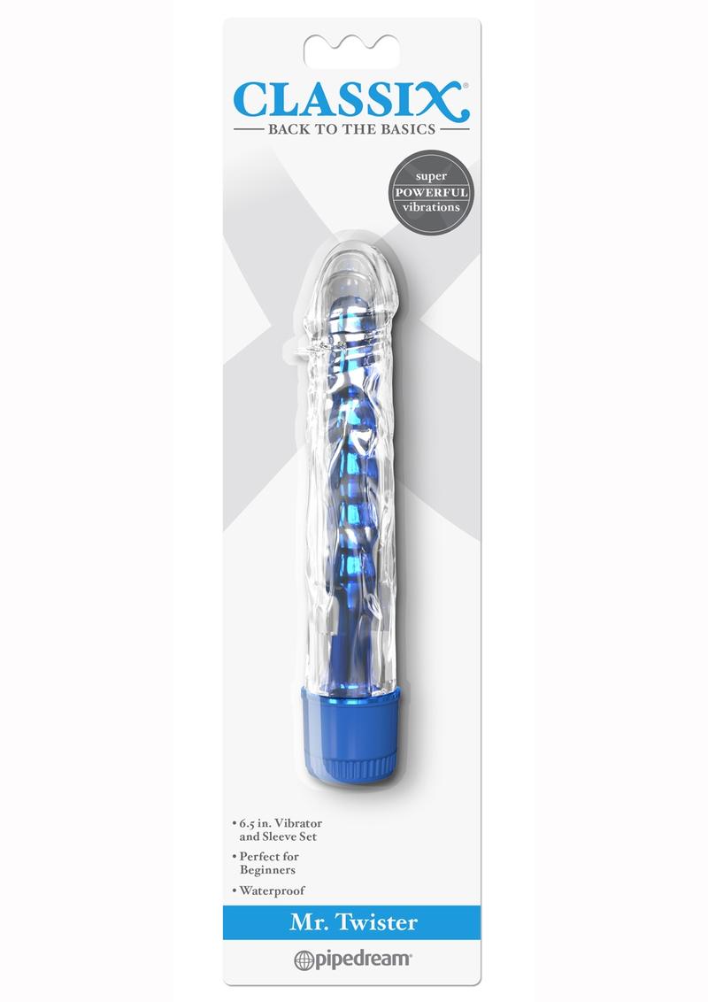 Classix Mr Twister Vibrator With Sleeve Set - Blue