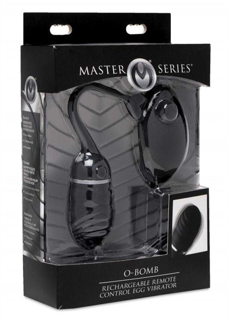 Master Series O-Bomb Rechargeable Silicone Egg Vibrator with Remote - Black