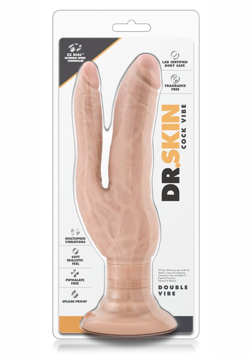 Dr. Skin Cock Vibes Dual Penetrating Vibrating Dildo 7in - Vanilla