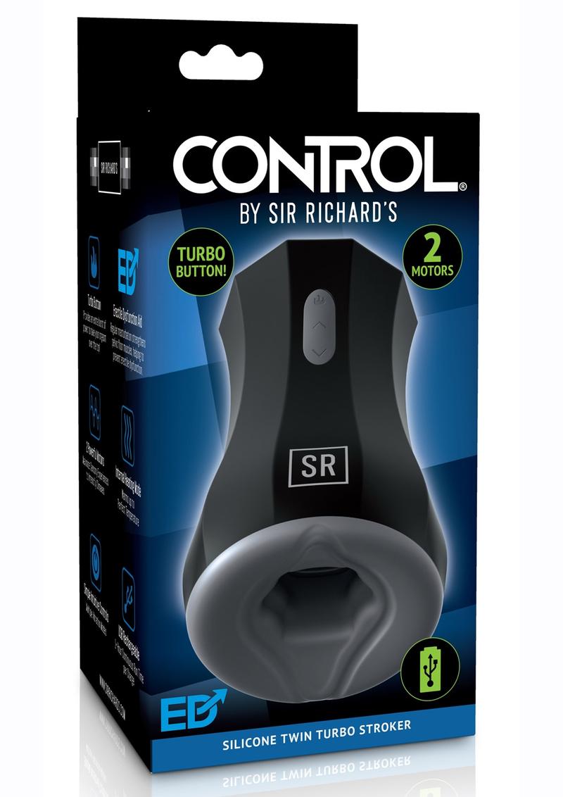Sir Richard`s Control Silicone Twin Turbo Masturbator Rechargeable - Black/Grey
