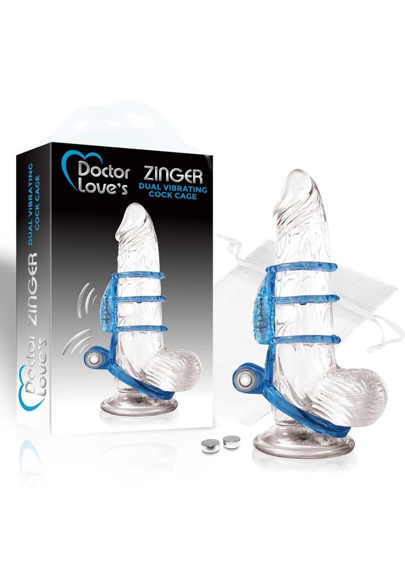 Doctor Loves Zinger Dual Vibe Cock Ring - Blue