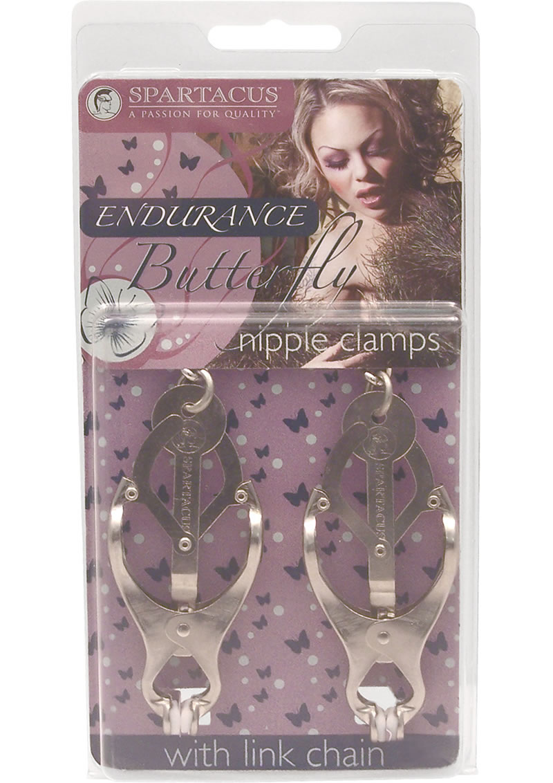 Endurance Butterfly Nipple Clamps With Link Chain Silver