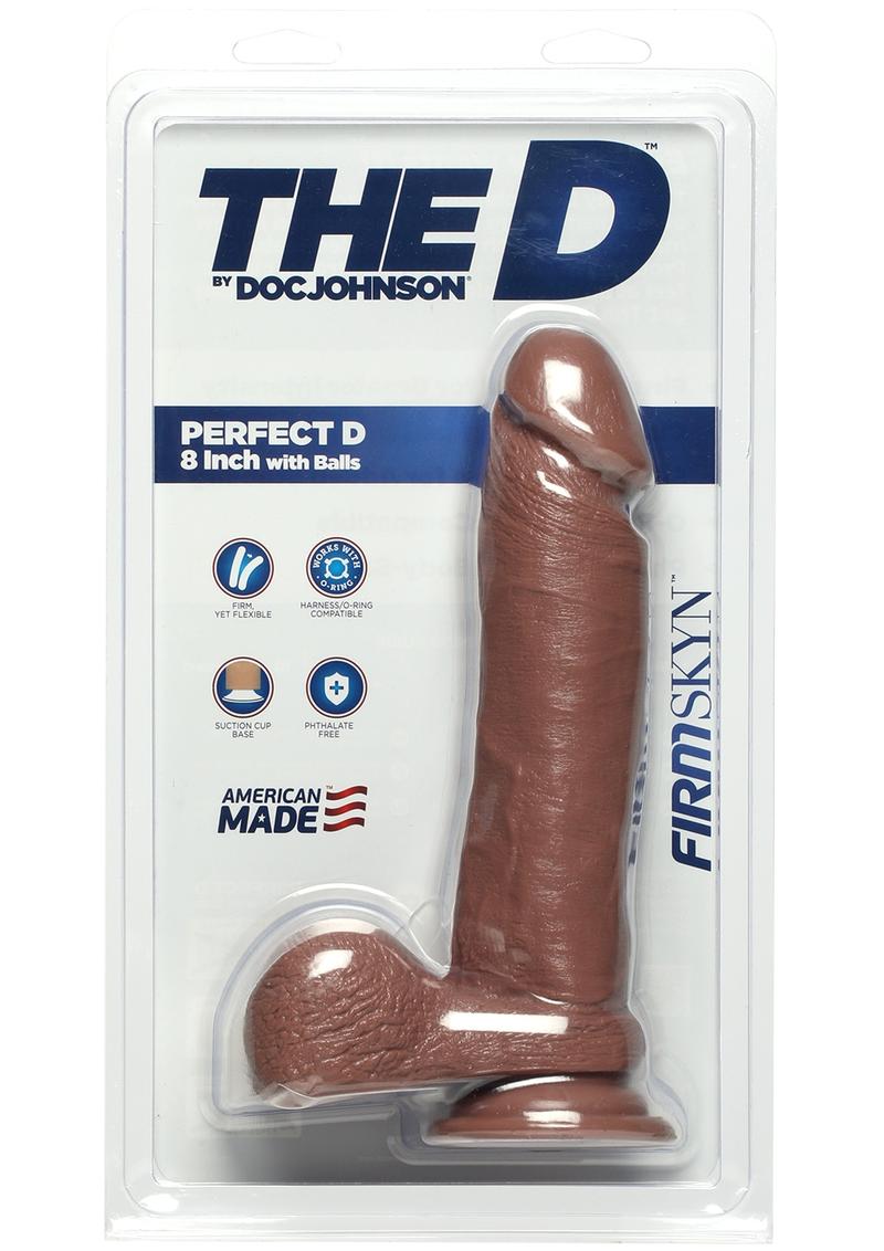 The D Perfect D Firmskyn Dildo with Balls 8in - Caramel