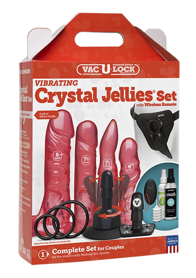Vac-U-Lock Vibrating Crystal Jell Set With Remote Control - Pink