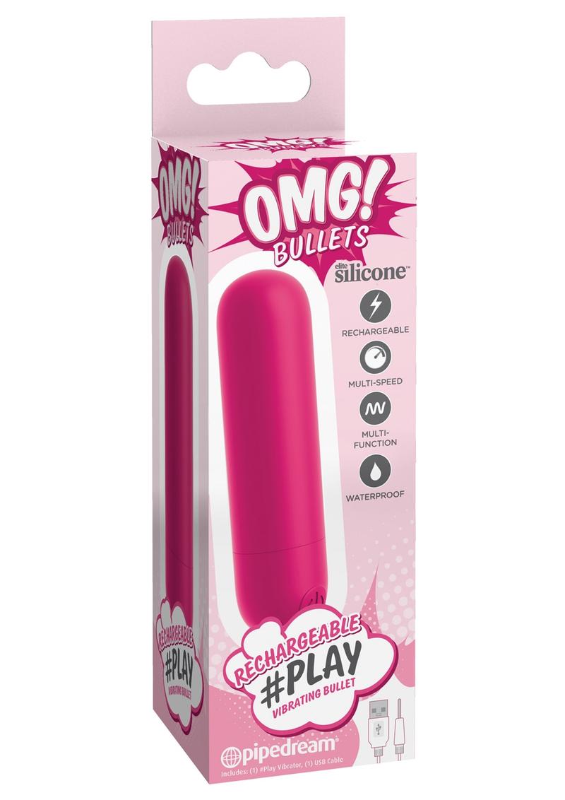 OMG! Bullets #Play Rechargeable Silicone Vibrating Bullet - Fuchsia
