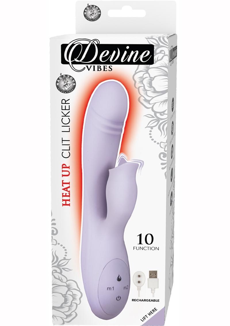 Devine Vibes Heat-up Clit Licker Rechargeable Silicone Warming Vibrator - Lavender