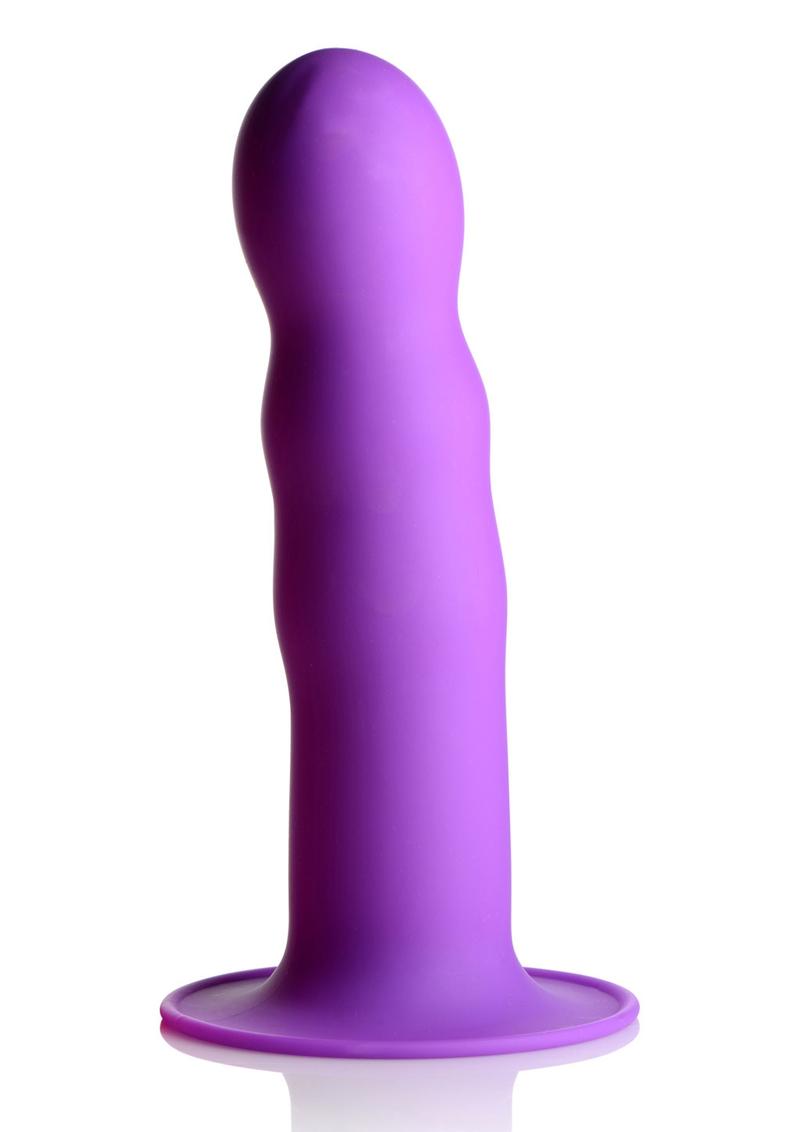 Squeeze-It Squeezable Wavy Silicone Dildo 7.3in - Purple