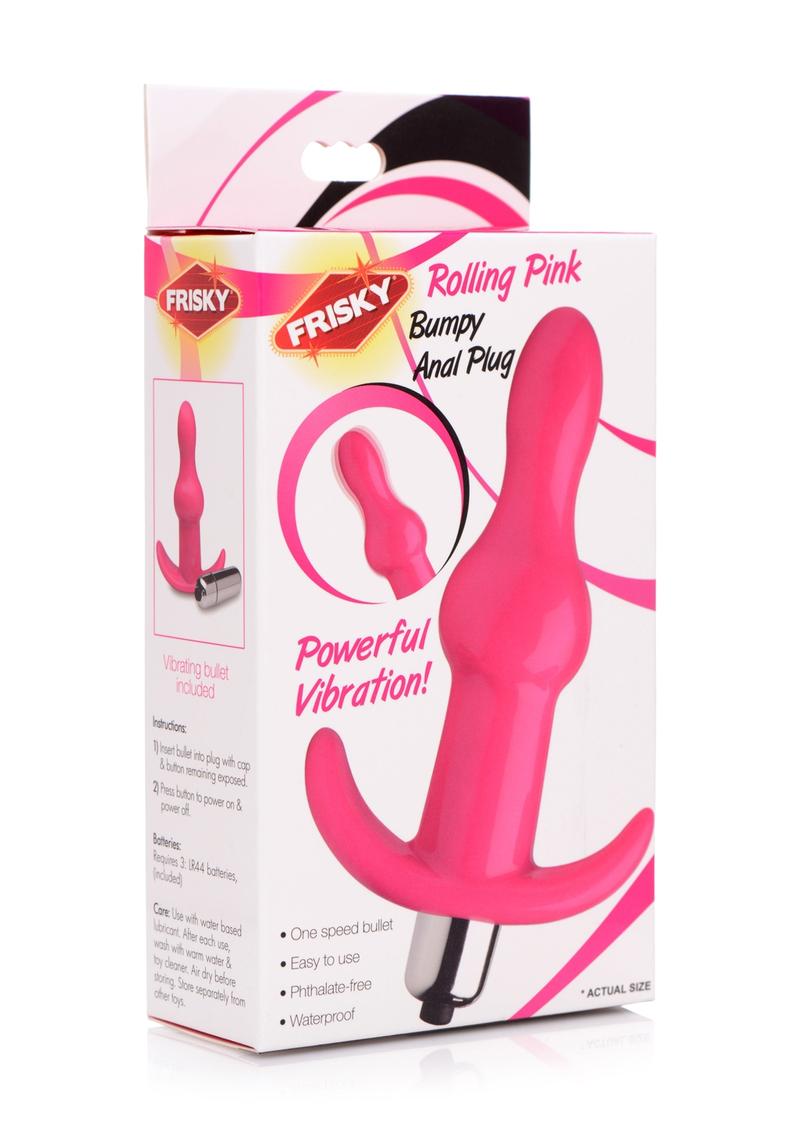 Frisky Rolling Pink Bumpy Vibrating Anal Plug - Pink
