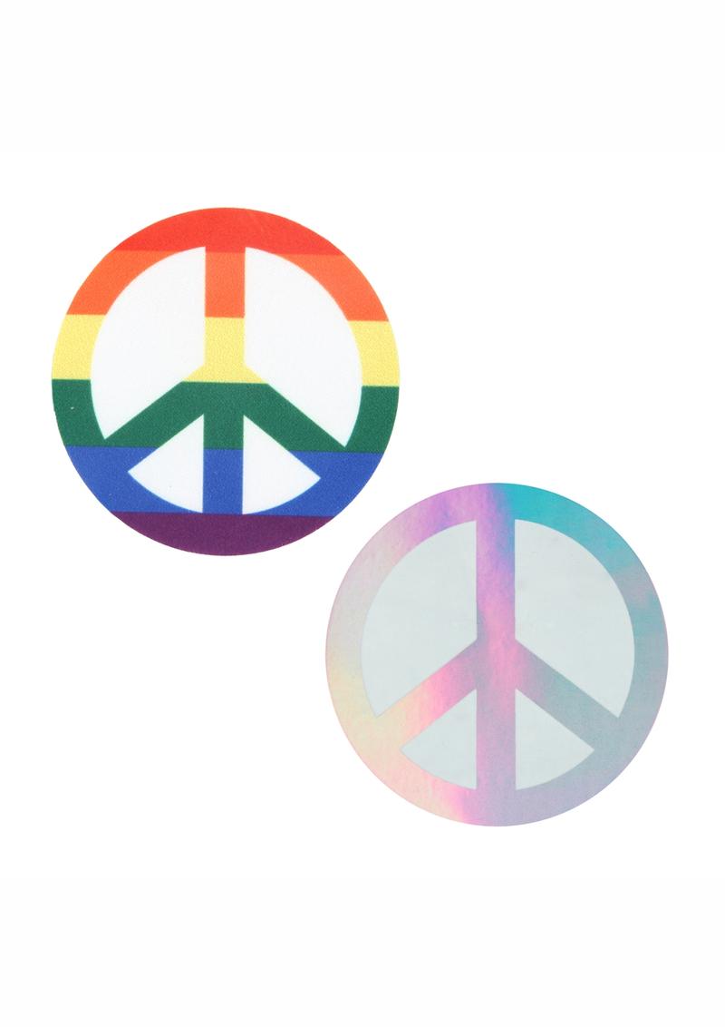 Peekaboo Pride Peace Signs Pasties - Rainbow