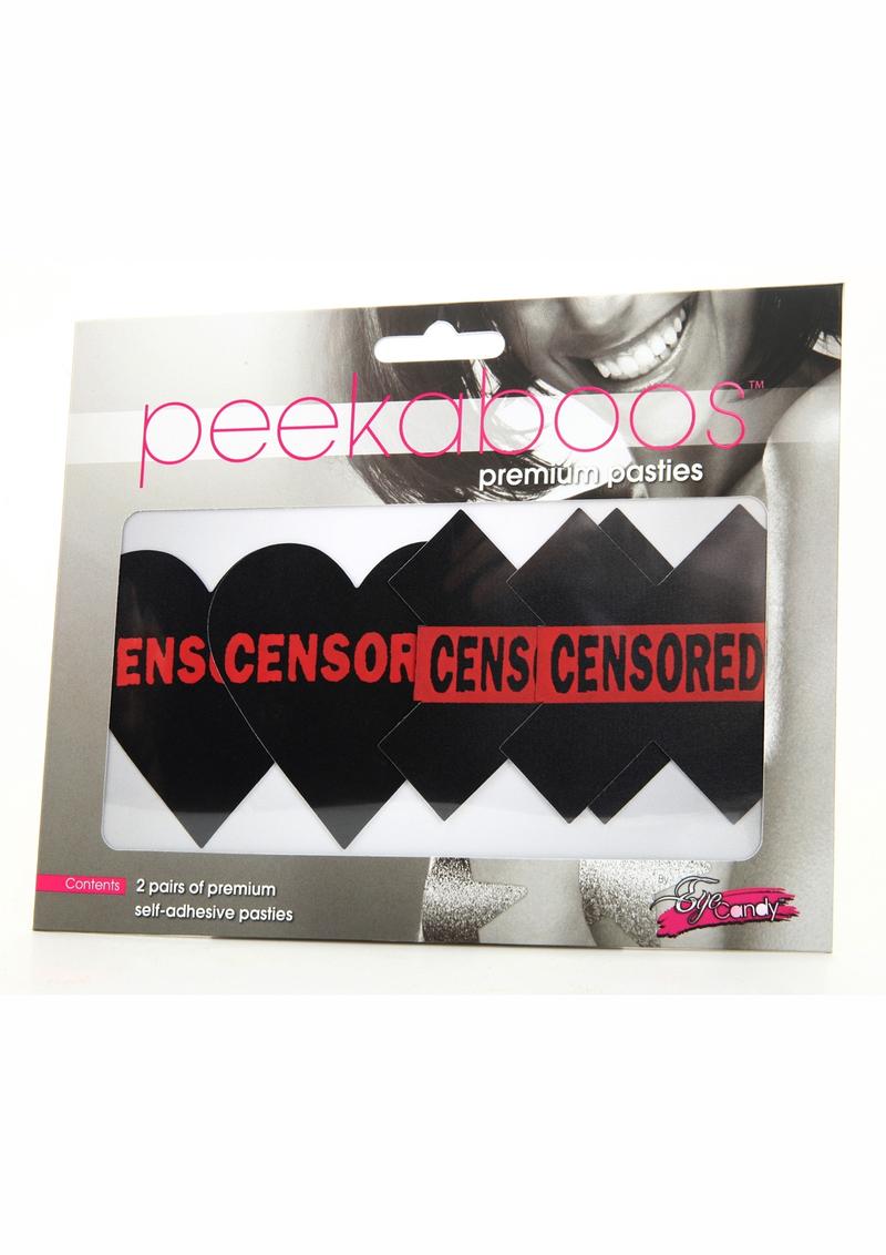 Peekaboo Censored Hearts And X Pasties - Black/Red