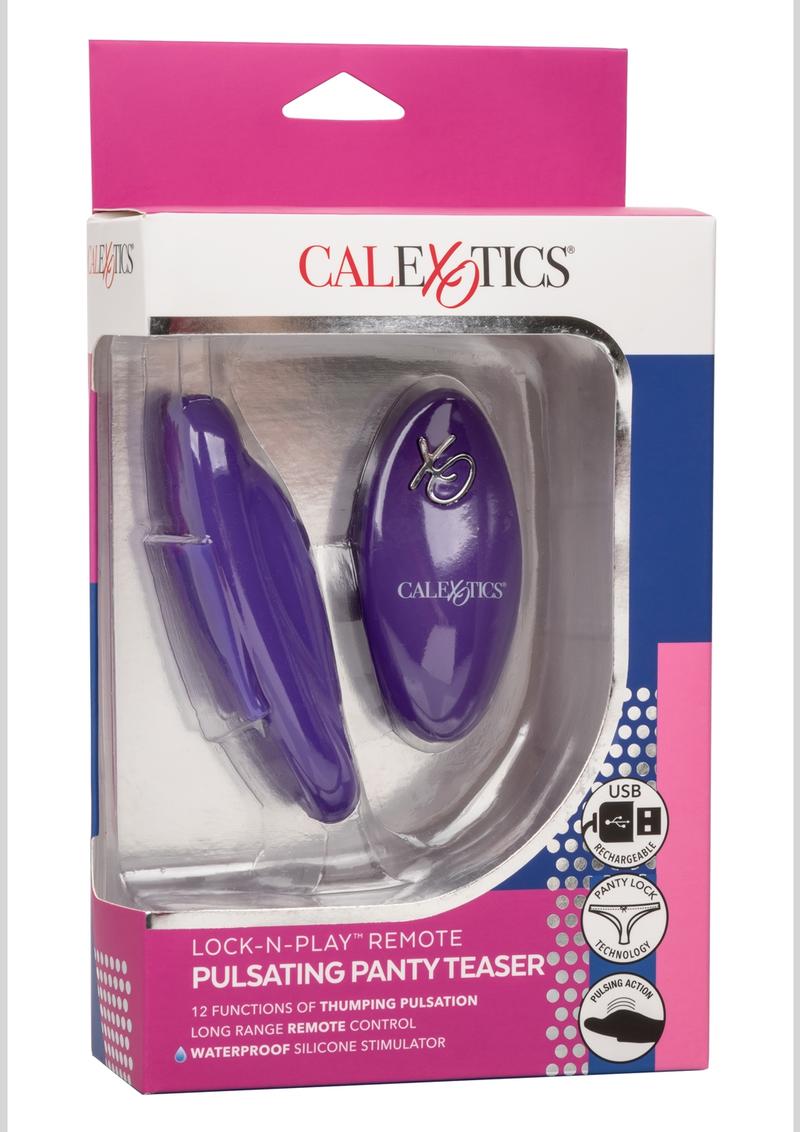 CalExotics Lock-N-Play Remote Pulsating Panty Teaser Rechargeable Silicone Vibrator - Purple
