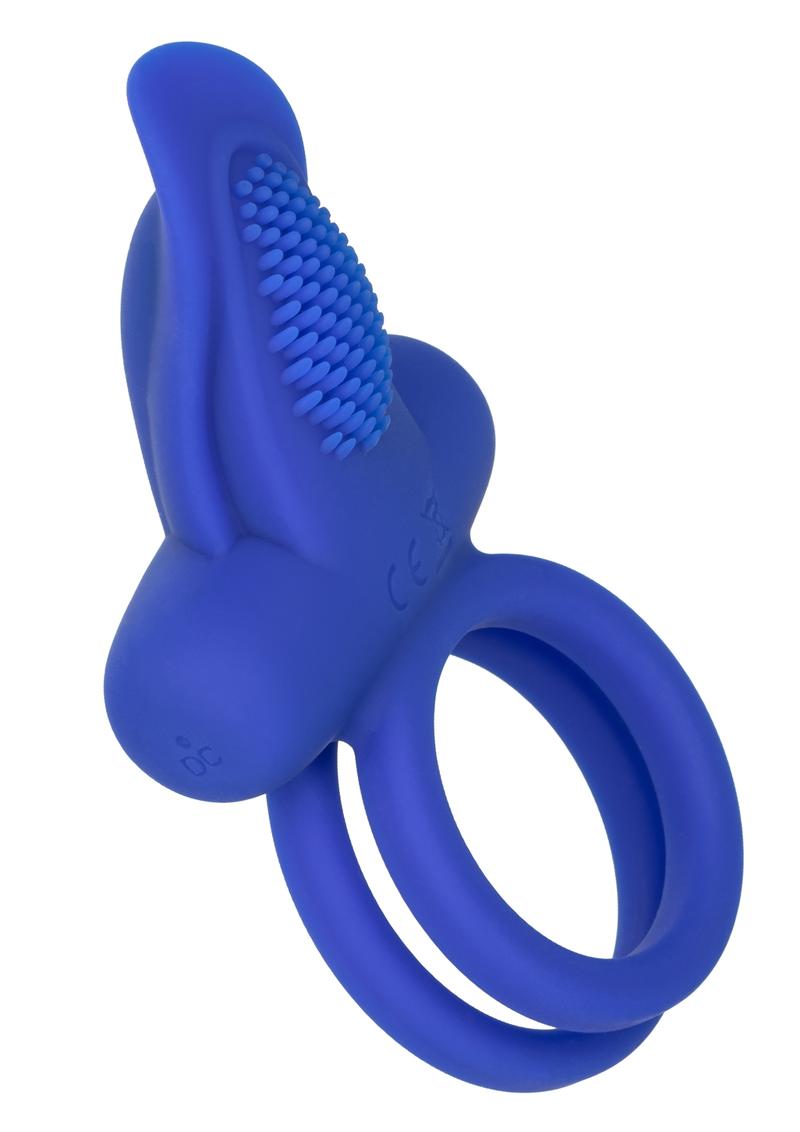 Silicone Rechargeable Dual Pleasure Enhancer Stimulator - Blue