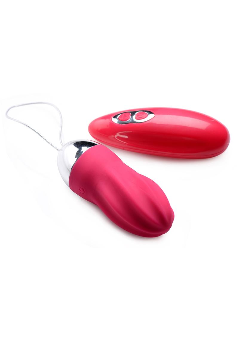 Frisky Raspberry Twirl 36x Swirled Silicone Rechargeable Vibrating Remote Control Egg - Magenta